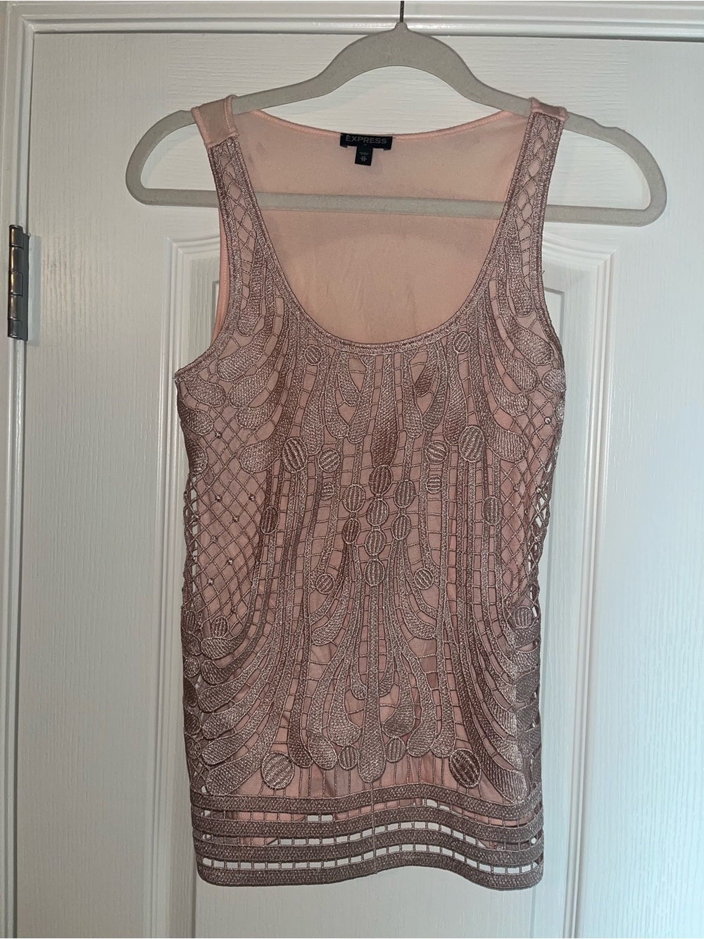 Express Pink Beaded Scoop Tank
